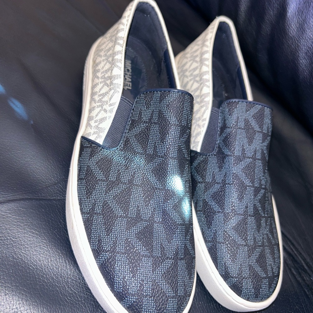Michael Kors Navy and White Slip-On Shoes